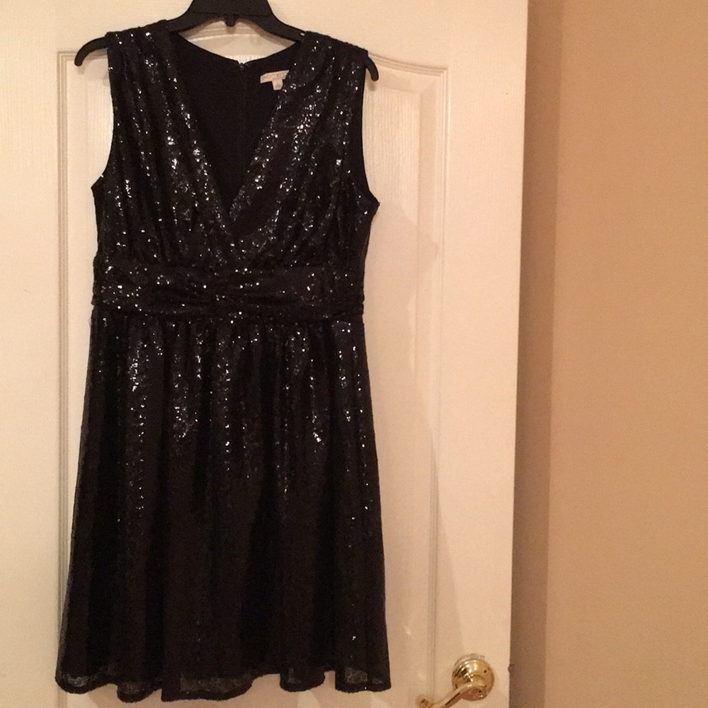 Black sequined cocktail dress